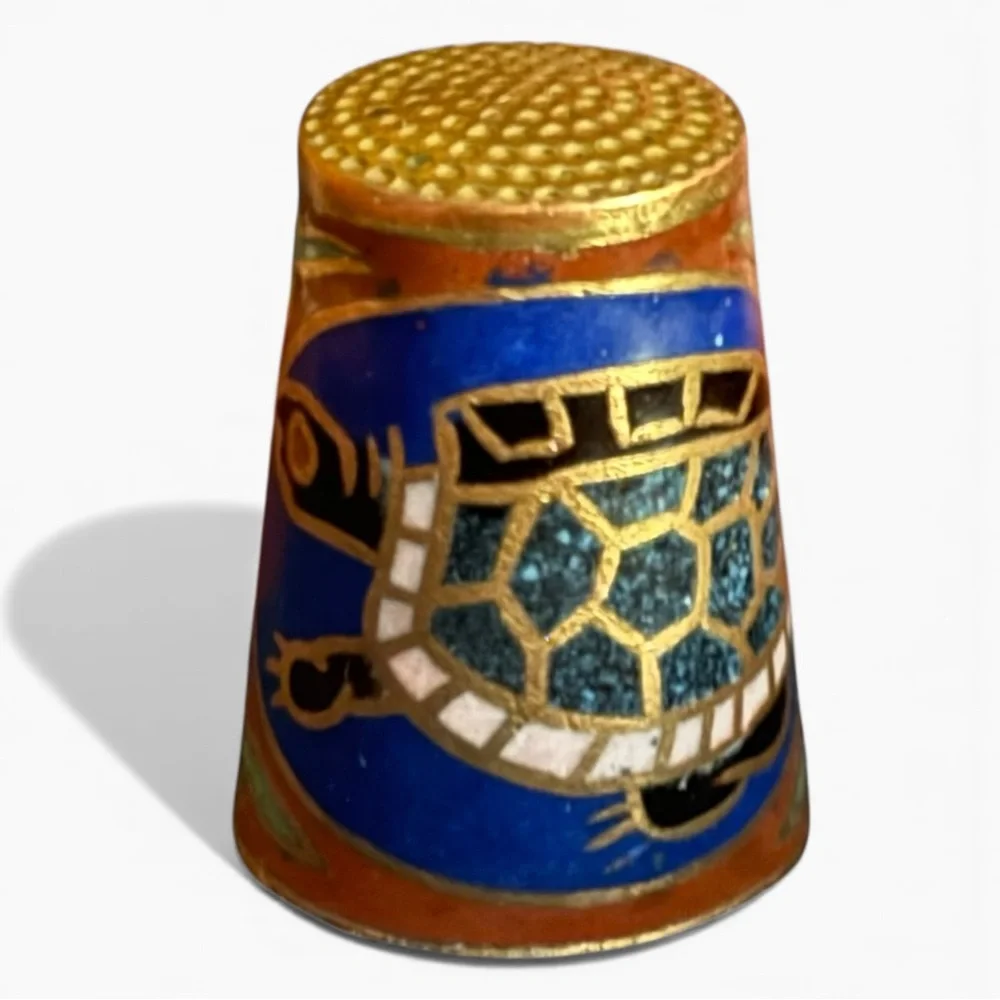 Vintage‎ Cloisonné Enamel Thimble Turtle Design